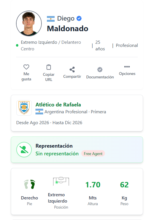 Ejemplo de perfil FutboLink